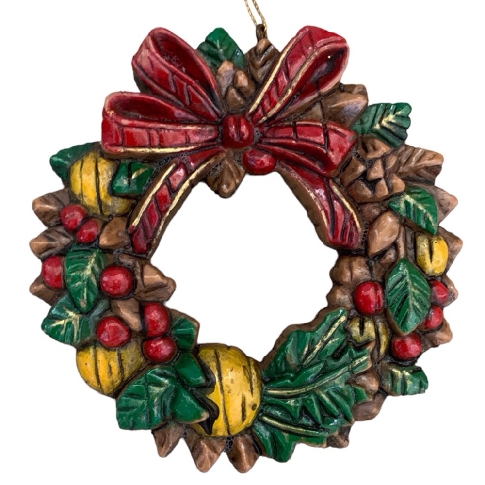 Vintage Christmas Plastic Wreath Ornament